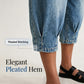 🎉 LIMITED TIME 50% OFF! 👖 Women's Capri Denim Jeans – High Waist Cropped, Pleated Hem & Slim Fit Vintage Style ✨