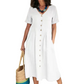 🎉 LIMITED TIME 50% OFF! 💕 Flowy Summer Midi Dress – Classic Button Front, Functional Pockets & Premium Cotton Linen – Versatile for Any Casual Summer Outing 🌸