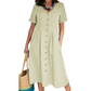🎉 LIMITED TIME 50% OFF! 💕 Flowy Summer Midi Dress – Classic Button Front, Functional Pockets & Premium Cotton Linen – Versatile for Any Casual Summer Outing 🌸