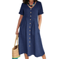 🎉 LIMITED TIME 50% OFF! 💕 Flowy Summer Midi Dress – Classic Button Front, Functional Pockets & Premium Cotton Linen – Versatile for Any Casual Summer Outing 🌸