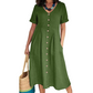 🎉 LIMITED TIME 50% OFF! 💕 Flowy Summer Midi Dress – Classic Button Front, Functional Pockets & Premium Cotton Linen – Versatile for Any Casual Summer Outing 🌸