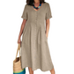 🎉 LIMITED TIME 50% OFF! 💕 Flowy Summer Midi Dress – Classic Button Front, Functional Pockets & Premium Cotton Linen – Versatile for Any Casual Summer Outing 🌸