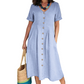 🎉 LIMITED TIME 50% OFF! 💕 Flowy Summer Midi Dress – Classic Button Front, Functional Pockets & Premium Cotton Linen – Versatile for Any Casual Summer Outing 🌸