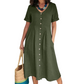 🎉 LIMITED TIME 50% OFF! 💕 Flowy Summer Midi Dress – Classic Button Front, Functional Pockets & Premium Cotton Linen – Versatile for Any Casual Summer Outing 🌸