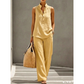 🎉 LIMITED TIME 50% OFF! 💕 Women's Minimalist Sleeveless Top & Wide-Leg Pants Set – Stand Collar & Relaxed Fit 🌸