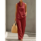🎉 LIMITED TIME 50% OFF! 💕 Women's Minimalist Sleeveless Top & Wide-Leg Pants Set – Stand Collar & Relaxed Fit 🌸