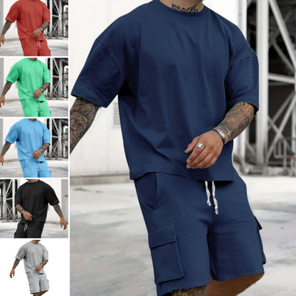 📢 LIMITED TIME 50% OFF! ⏰ Men's Casual Short Sleeve T-Shirt Shorts Set – Soft Breathable Fabric & Relaxed Fit ☀️
