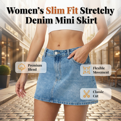 🎉 LIMITED TIME 50% OFF! 👗 Women Slim Fit Stretchy Denim Mini Skirt – Ultra-Stretch Premium Blend & Sculpting High-Rise 🌸
