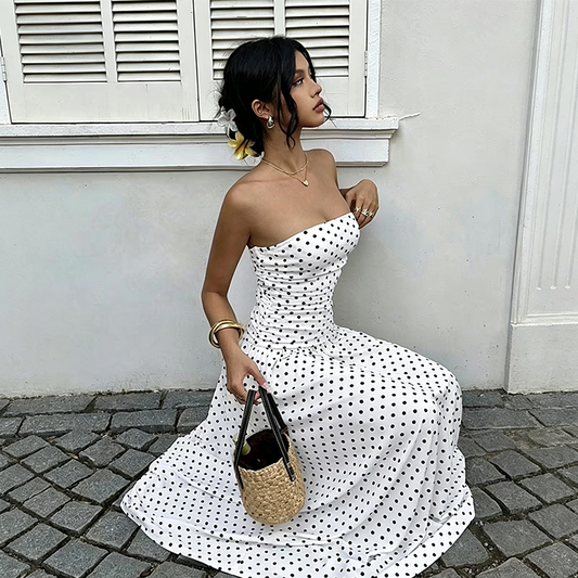 🎉 LIMITED TIME 50% OFF! 💞 Women's Off-Shoulder Polka Dot Dress – Timeless Charm & Defined Waist, 46K+ Sold! 🌸