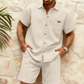 🎉 LIMITED TIME 50% OFF! 👕 Men's Waffle Knit Short Sleeve Shirt & Shorts Set – Breathable Texture & Relaxed Fit ☀️