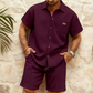 🎉 LIMITED TIME 50% OFF! 👕 Men's Waffle Knit Short Sleeve Shirt & Shorts Set – Breathable Texture & Relaxed Fit ☀️