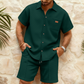 🎉 LIMITED TIME 50% OFF! 👕 Men's Waffle Knit Short Sleeve Shirt & Shorts Set – Breathable Texture & Relaxed Fit ☀️