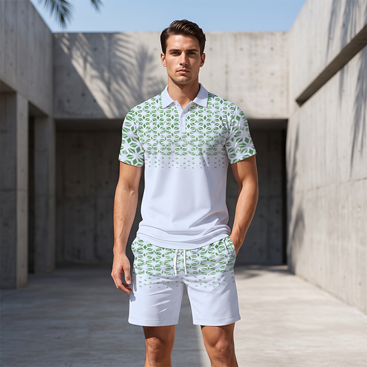 🔥 Pro-Favorite Men's Casual Short Sleeve Top & Shorts Set – Polyester – Breathable ☀️