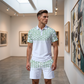 🔥 Pro-Favorite Men's Casual Short Sleeve Top & Shorts Set – Polyester – Breathable ☀️