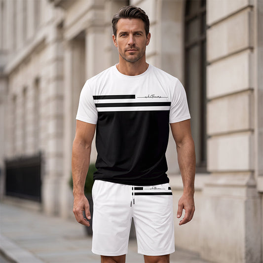 🔥 Pro-Favorite Men's Casual Short Sleeve T-Shirt & Drawstring Shorts Set – Polyester – Breathable ☀️