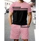 🔥 Pro-Favorite Men's Casual Short Sleeve T-Shirt & Drawstring Shorts Set – Polyester – Breathable ☀️