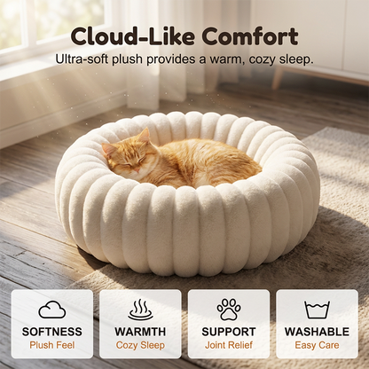 🐾 50% OFF! ✨ Cloud-Like Ultra Soft Plush Round Calming Pet Bed – Raised Rim Donut Design, Deep-Filled Orthopedic Cushioning & Durable Stitching – Warm Cozy Joint Relief for Cats & Dogs of All Sizes 🛏️