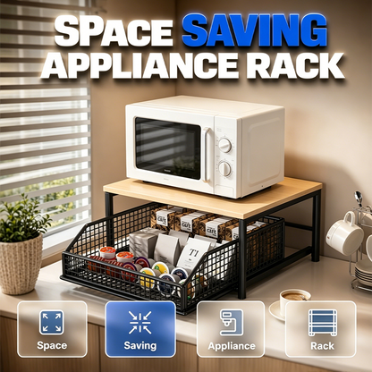 📢 LIMITED TIME 50% OFF + FREE SHIPPING! ⏰ 2-Tier Kitchen Microwave Stand with Slide-Out Drawer – Heavy-Duty Countertop Shelf ✨