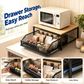 📢 LIMITED TIME 50% OFF + FREE SHIPPING! ⏰ 2-Tier Kitchen Microwave Stand with Slide-Out Drawer – Heavy-Duty Countertop Shelf ✨