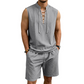 🔥 Pro-Favorite Men's Linen Sleeveless Lace-Up Top & Shorts Set – Linen – Breathable ☀️