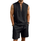 🔥 Pro-Favorite Men's Linen Sleeveless Lace-Up Top & Shorts Set – Linen – Breathable ☀️
