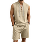 🔥 Pro-Favorite Men's Linen Sleeveless Lace-Up Top & Shorts Set – Linen – Breathable ☀️