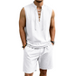 🔥 Pro-Favorite Men's Linen Sleeveless Lace-Up Top & Shorts Set – Linen – Breathable ☀️