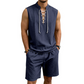 🔥 Pro-Favorite Men's Linen Sleeveless Lace-Up Top & Shorts Set – Linen – Breathable ☀️