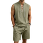 🔥 Pro-Favorite Men's Linen Sleeveless Lace-Up Top & Shorts Set – Linen – Breathable ☀️