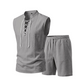 🔥 Pro-Favorite Men's Linen Sleeveless Lace-Up Top & Shorts Set – Linen – Breathable ☀️