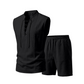 🔥 Pro-Favorite Men's Linen Sleeveless Lace-Up Top & Shorts Set – Linen – Breathable ☀️