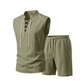 🔥 Pro-Favorite Men's Linen Sleeveless Lace-Up Top & Shorts Set – Linen – Breathable ☀️