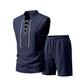 🔥 Pro-Favorite Men's Linen Sleeveless Lace-Up Top & Shorts Set – Linen – Breathable ☀️