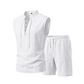 🔥 Pro-Favorite Men's Linen Sleeveless Lace-Up Top & Shorts Set – Linen – Breathable ☀️