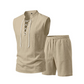 🔥 Pro-Favorite Men's Linen Sleeveless Lace-Up Top & Shorts Set – Linen – Breathable ☀️