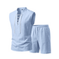 🔥 Pro-Favorite Men's Linen Sleeveless Lace-Up Top & Shorts Set – Linen – Breathable ☀️