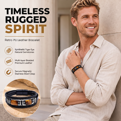 🪨 50% OFF! ✨ Braided PU Leather Bracelet – Authentic Tiger Eye Stones, Ergonomic Multi-Strand Design & Polished Alloy Accents – Timeless Unisex Accessory for Men & Women ⌚