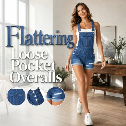 🎉 LIMITED TIME 50% OFF! 👖 Women's Casual Denim Short Overalls – Relaxed Fit Pocket Style 💙