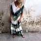 🌞 FLASH SALE 50% OFF ! 👗 Casual Loose Printed V-Neck Long Dress – Polyester – Lightweight & Split Hem for Summer