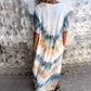 🌞 FLASH SALE 50% OFF ! 👗 Casual Loose Printed V-Neck Long Dress – Polyester – Lightweight & Split Hem for Summer