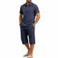 🔥 Pro-Favorite Men's Summer Shirt & Crop Pants Set – Polyester – Breathable ☀️