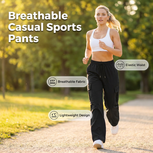 🎉 LIMITED TIME 50% OFF! 👖 Women's Casual Elastic Waistband Sports Pants – Breathable & Lightweight with Cargo Pockets 🏃‍♀️