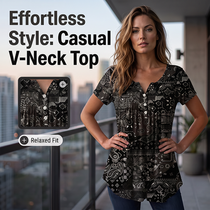🌸 LIMITED TIME 50% OFF! 👚 Women's Casual V-Neck Top – Soft Fabric & Relaxed Fit – Easy Style for Every Day 😌