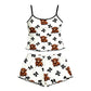 🌸 LIMITED TIME 50% OFF! 🌸 Summer Sleeveless Spaghetti Strap Cami Sleepwear Set – Highland Cow Print & Ruffle Trim 🐄