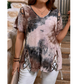 🎉 LIMITED TIME 50% OFF! 👚 Women's Summer V-Neck Printed Top – Strappy Cutout Shoulders & Lace-Up Side Slits ❤️