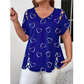 🎉 LIMITED TIME 50% OFF! 👚 Women's Summer V-Neck Printed Top – Strappy Cutout Shoulders & Lace-Up Side Slits ❤️