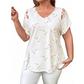 🎉 LIMITED TIME 50% OFF! 👚 Women's Summer V-Neck Printed Top – Strappy Cutout Shoulders & Lace-Up Side Slits ❤️