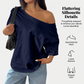 🎉 LIMITED TIME 50% OFF! 👚 Women's Casual Off-Shoulder T-Shirt – Asymmetrical Neckline & Drop-Shoulder Sleeves 🌸