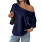 🎉 LIMITED TIME 50% OFF! 👚 Women's Casual Off-Shoulder T-Shirt – Asymmetrical Neckline & Drop-Shoulder Sleeves 🌸