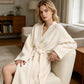 🎉 LIMITED TIME 50% OFF! 🧥 Women's Belted V-Neck Loungewear Coat – Versatile Robe-Cardigan Design with Self-Tie Belt 🤍